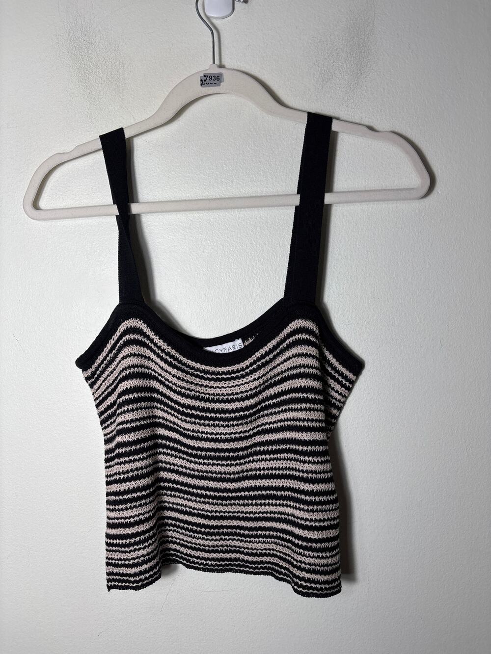 Lucy Paris Black and White Knit Crop Top Sz M